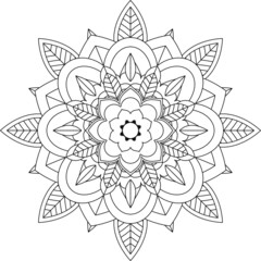 Easy Mandala coloring book simple and basic for beginners, seniors and children. Set of Mehndi flower pattern for Henna drawing and tattoo. Decoration in ethnic oriental, Indian style.