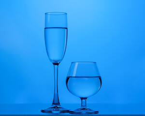 There are glasses of liquid.
