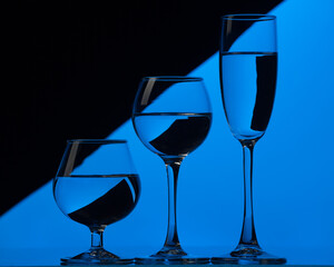 There are glasses of liquid.