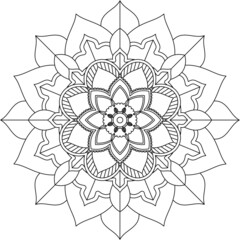 Easy Mandala coloring book simple and basic for beginners, seniors and children. Set of Mehndi flower pattern for Henna drawing and tattoo. Decoration in ethnic oriental, Indian style.