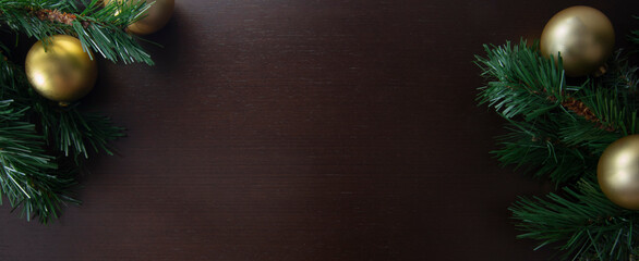 christmas background with christmas tree and decorations