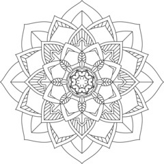 Easy Mandala coloring book simple and basic for beginners, seniors and children. Set of Mehndi flower pattern for Henna drawing and tattoo. Decoration in ethnic oriental, Indian style.