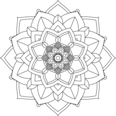 Easy Mandala coloring book simple and basic for beginners, seniors and children. Set of Mehndi flower pattern for Henna drawing and tattoo. Decoration in ethnic oriental, Indian style.
