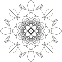 Easy Mandala coloring book simple and basic for beginners, seniors and children. Set of Mehndi flower pattern for Henna drawing and tattoo. Decoration in ethnic oriental, Indian style.