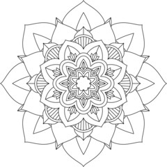Easy Mandala coloring book simple and basic for beginners, seniors and children. Set of Mehndi flower pattern for Henna drawing and tattoo. Decoration in ethnic oriental, Indian style.