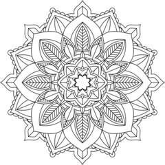 Easy Mandala coloring book simple and basic for beginners, seniors and children. Set of Mehndi flower pattern for Henna drawing and tattoo. Decoration in ethnic oriental, Indian style.