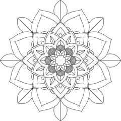 Easy Mandala coloring book simple and basic for beginners, seniors and children. Set of Mehndi flower pattern for Henna drawing and tattoo. Decoration in ethnic oriental, Indian style.