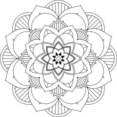 Easy Mandala coloring book simple and basic for beginners, seniors and children. Set of Mehndi flower pattern for Henna drawing and tattoo. Decoration in ethnic oriental, Indian style.