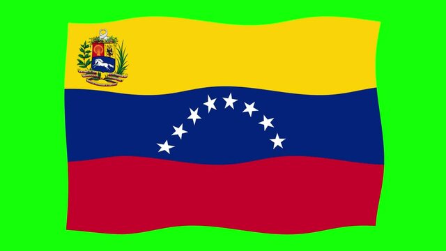 Venezuela Flag Waving and Flutter Green Screen Background Animation  