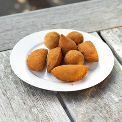 Salgados, salgadinhos, brazilian snacks and party finger food, rissoles, coxinhas, bolinhas de queijo.