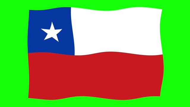 Chile Flag Waving and Flutter Green Screen Background Animation  