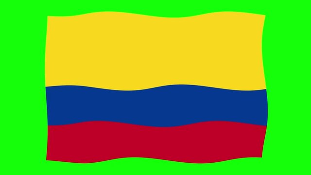 Colombia Flag Waving and Flutter Green Screen Background Animation  