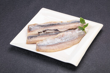 Herring fillet in the bowl
