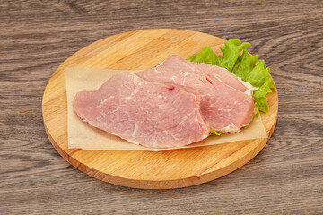 Raw pork steak for cooking