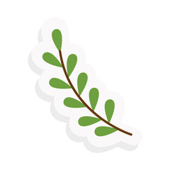 leaf sticker and flat style icon design of Natural floral nature and plant theme Vector illustration