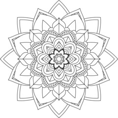 Easy Mandala coloring book simple and basic for beginners, seniors and children. Set of Mehndi flower pattern for Henna drawing and tattoo. Decoration in ethnic oriental, Indian style.