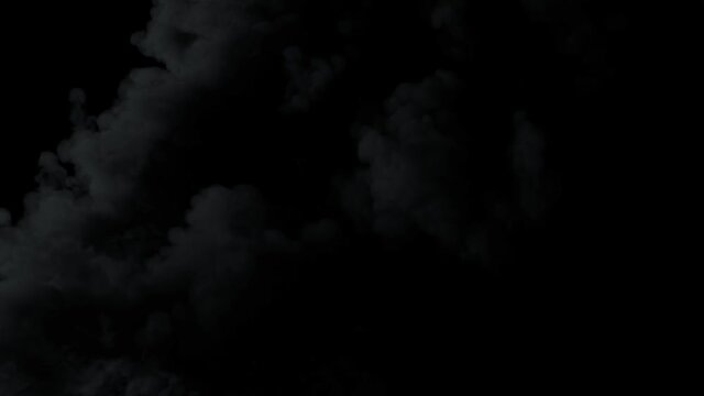 Ultra realistic fiery explosion from a bomb or gas with black thick smoke on an isolated black background. Close up