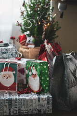 Christmas presents under the christmas tree