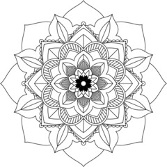 Easy Mandala coloring book simple and basic for beginners, seniors and children. Set of Mehndi flower pattern for Henna drawing and tattoo. Decoration in ethnic oriental, Indian style.