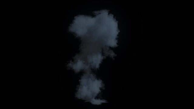 Ultra realistic fiery explosion from a bomb or gas with black thick smoke on an isolated black background.