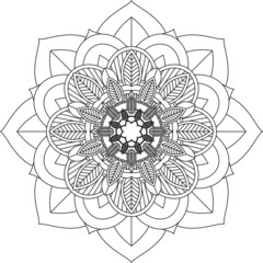 Easy Mandala coloring book simple and basic for beginners, seniors and children. Set of Mehndi flower pattern for Henna drawing and tattoo. Decoration in ethnic oriental, Indian style.
