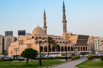 SHARJAH, UAE - DECEMBER 17-King Faisal mosque,the biggest mosque in heart of Sharjah...