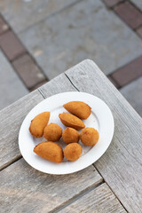 Salgados, salgadinhos, brazilian snacks and party finger food, rissoles, coxinhas, bolinhas de queijo.