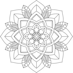 Easy Mandala coloring book simple and basic for beginners, seniors and children. Set of Mehndi flower pattern for Henna drawing and tattoo. Decoration in ethnic oriental, Indian style.