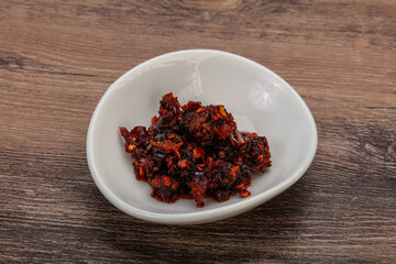 Fried chili pepper sauce with oil