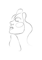 Continuous one line drawing. Abstract portrait of pretty young woman. Vector soft illustration