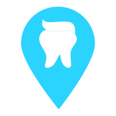 Tooth location map pin icon. Element of map point for mobile concept and web apps. Icon for website design and development, app development. Premium hospital, dental clinic, pharmacy icon sign