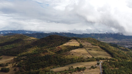 Naklejka premium view from a drone of the mountaines of Orduña in Vizcaya