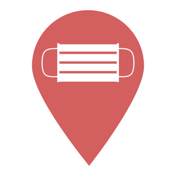Safety N95 mask location map pin pointer icon. Element of map point for mobile concept and web apps. Icon for website design and app development. Premium surgery or pollution protect face mask