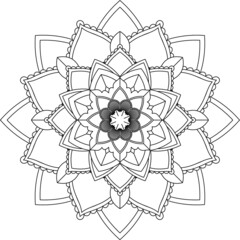 Easy Mandala coloring book simple and basic for beginners, seniors and children. Set of Mehndi flower pattern for Henna drawing and tattoo. Decoration in ethnic oriental, Indian style.