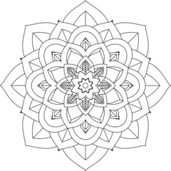 Easy Mandala coloring book simple and basic for beginners, seniors and children. Set of Mehndi flower pattern for Henna drawing and tattoo. Decoration in ethnic oriental, Indian style.
