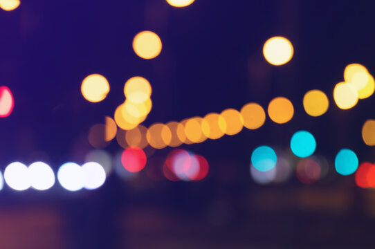 Abstract bokeh night road in the city