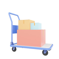 3d rendering of trolley, 3d icons, pastel minimal cartoon style  isolated