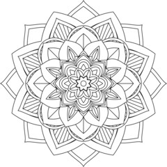 Easy Mandala coloring book simple and basic for beginners, seniors and children. Set of Mehndi flower pattern for Henna drawing and tattoo. Decoration in ethnic oriental, Indian style.