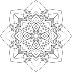 Easy Mandala coloring book simple and basic for beginners, seniors and children. Set of Mehndi flower pattern for Henna drawing and tattoo. Decoration in ethnic oriental, Indian style.