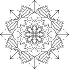 Easy Mandala coloring book simple and basic for beginners, seniors and children. Set of Mehndi flower pattern for Henna drawing and tattoo. Decoration in ethnic oriental, Indian style.