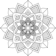 Easy Mandala coloring book simple and basic for beginners, seniors and children. Set of Mehndi flower pattern for Henna drawing and tattoo. Decoration in ethnic oriental, Indian style.