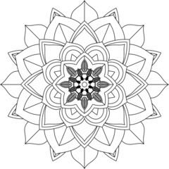 Easy Mandala coloring book simple and basic for beginners, seniors and children. Set of Mehndi flower pattern for Henna drawing and tattoo. Decoration in ethnic oriental, Indian style.