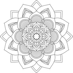 Easy Mandala coloring book simple and basic for beginners, seniors and children. Set of Mehndi flower pattern for Henna drawing and tattoo. Decoration in ethnic oriental, Indian style.