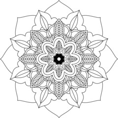 Easy Mandala coloring book simple and basic for beginners, seniors and children. Set of Mehndi flower pattern for Henna drawing and tattoo. Decoration in ethnic oriental, Indian style.