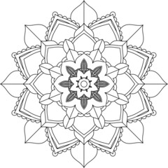 Easy Mandala coloring book simple and basic for beginners, seniors and children. Set of Mehndi flower pattern for Henna drawing and tattoo. Decoration in ethnic oriental, Indian style.