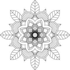 Easy Mandala coloring book simple and basic for beginners, seniors and children. Set of Mehndi flower pattern for Henna drawing and tattoo. Decoration in ethnic oriental, Indian style.