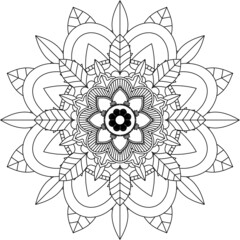 Easy Mandala coloring book simple and basic for beginners, seniors and children. Set of Mehndi flower pattern for Henna drawing and tattoo. Decoration in ethnic oriental, Indian style.