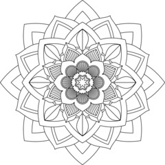 Easy Mandala coloring book simple and basic for beginners, seniors and children. Set of Mehndi flower pattern for Henna drawing and tattoo. Decoration in ethnic oriental, Indian style.