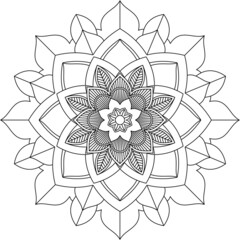 Easy Mandala coloring book simple and basic for beginners, seniors and children. Set of Mehndi flower pattern for Henna drawing and tattoo. Decoration in ethnic oriental, Indian style.