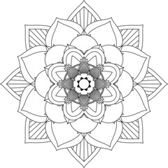 Easy Mandala coloring book simple and basic for beginners, seniors and children. Set of Mehndi flower pattern for Henna drawing and tattoo. Decoration in ethnic oriental, Indian style.